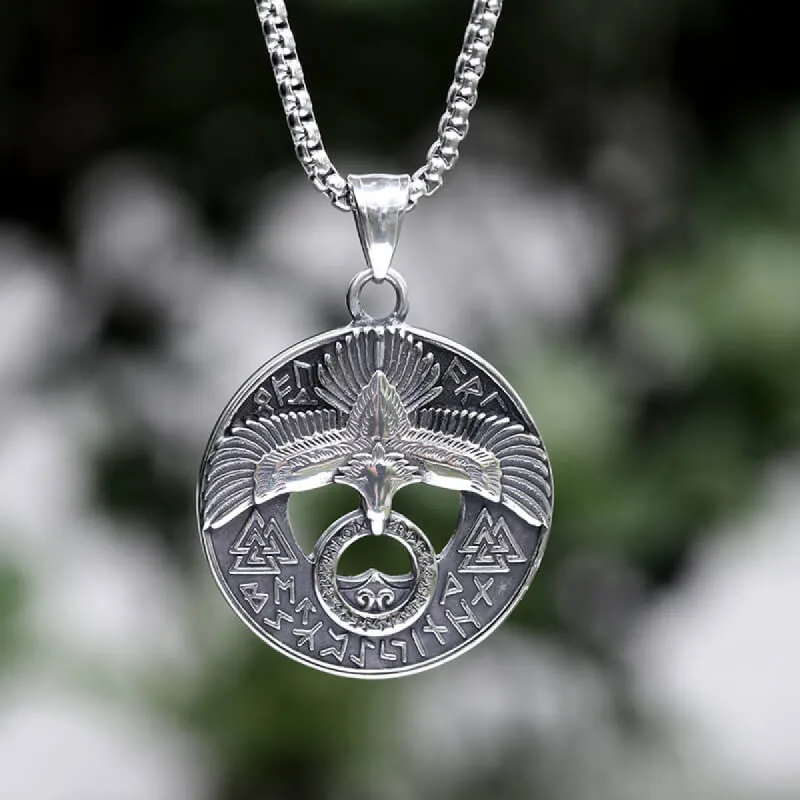 Valknut Viking Runes Eagle Stainless Steel Necklace sold by GTHIC