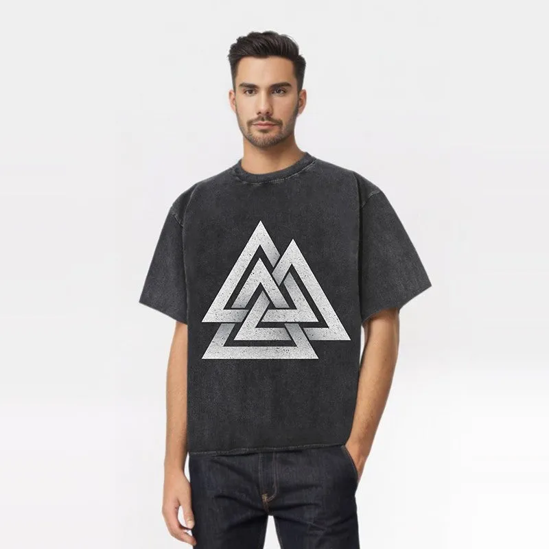 Valknut Totem Viking Washed T-shirt sold by GTHIC product image thumbnail 2