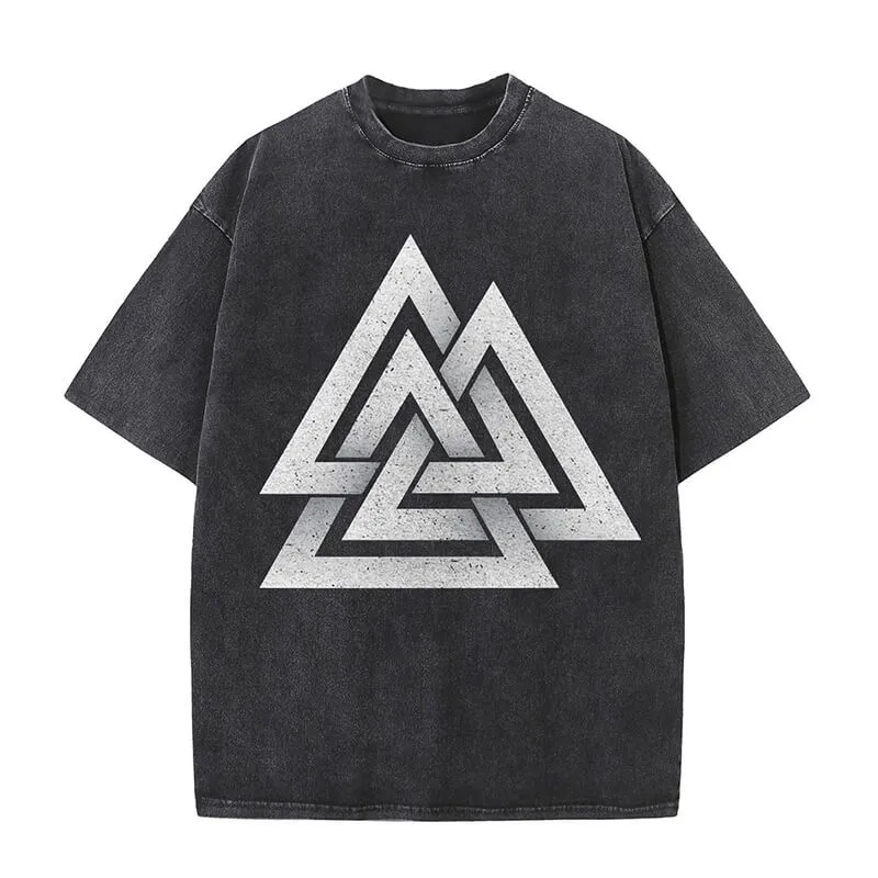 Valknut Totem Viking Washed T-shirt sold by GTHIC