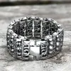 Wide Skull Stainless Steel Biker Bracelet sold by GTHIC