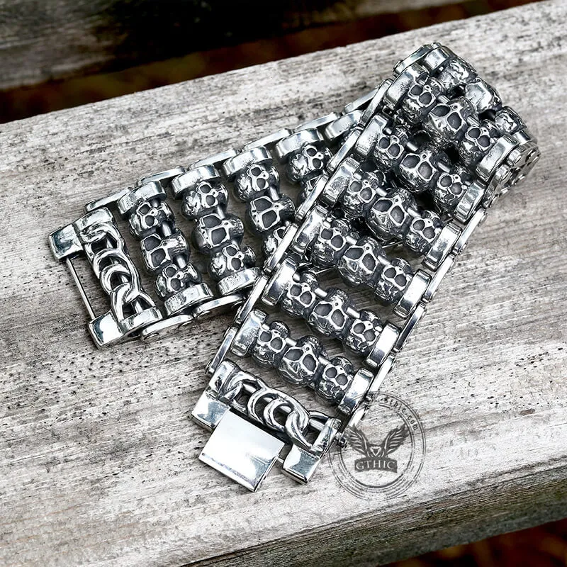 Wide Skull Stainless Steel Biker Bracelet sold by GTHIC product image thumbnail 3