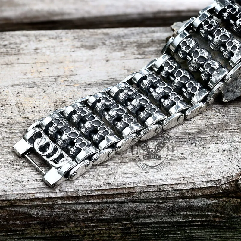 Wide Skull Stainless Steel Biker Bracelet sold by GTHIC product image thumbnail 4