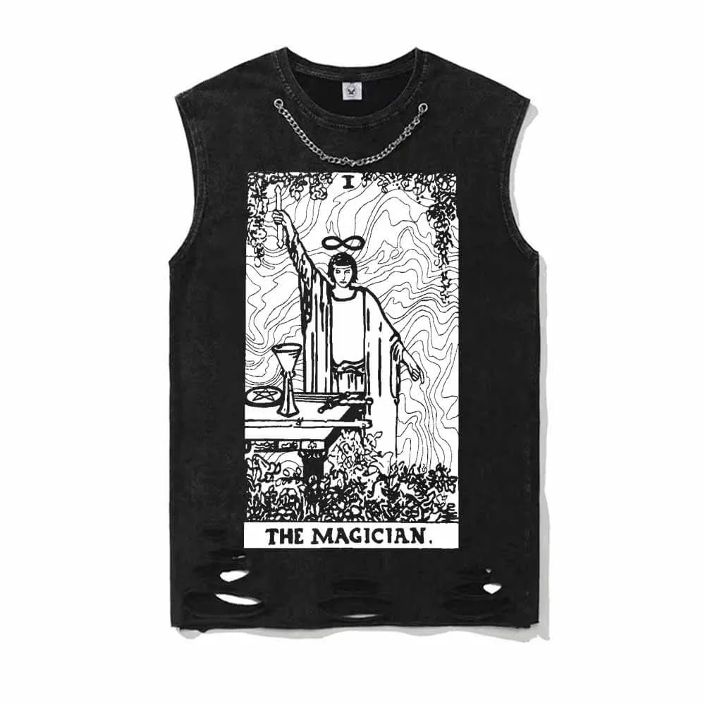 Tarot Card The Magician Vintage Washed T-shirt Vest Top sold by GTHIC product image thumbnail 2