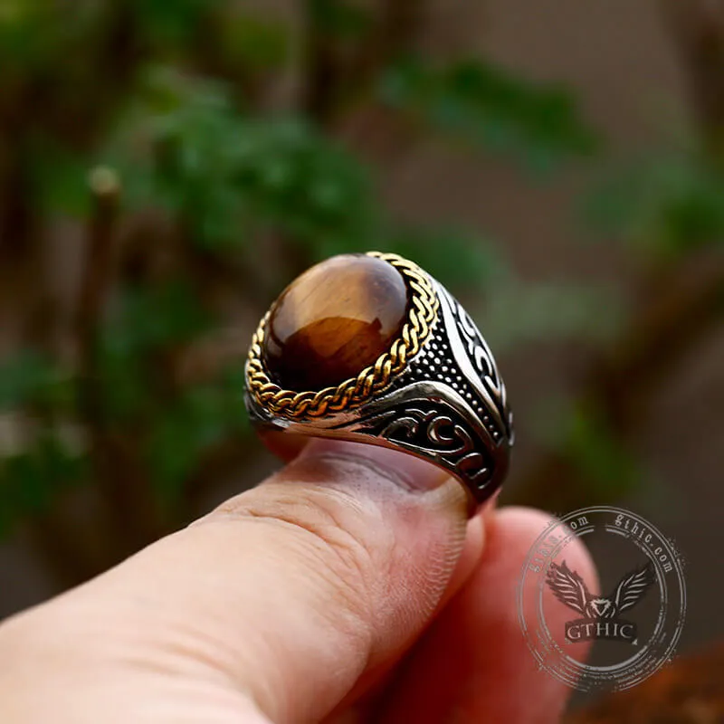 Vintage Tiger Eye Stainless Steel Gemstone Ring sold by GTHIC product image thumbnail 4