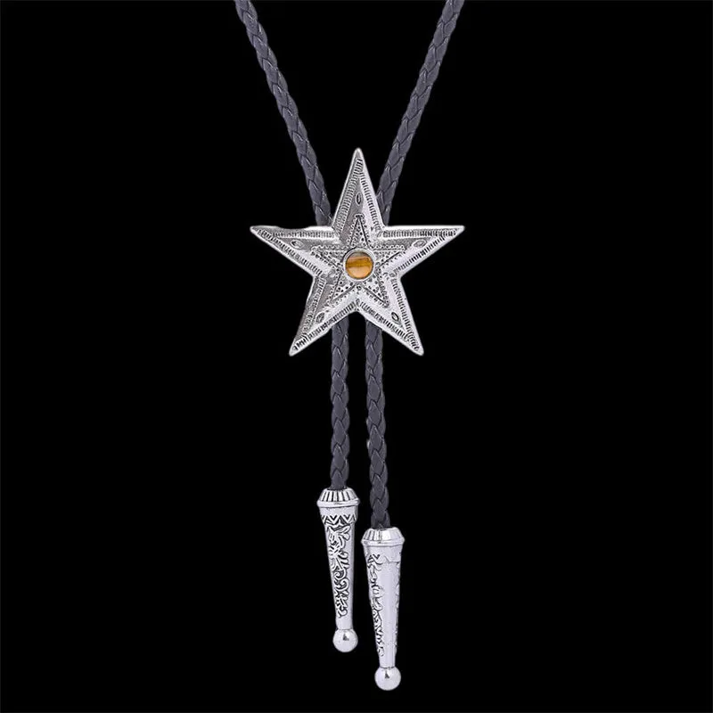 Vintage Pentagram Gemstone Inlaid Alloy Bolo Tie sold by GTHIC product image thumbnail 5