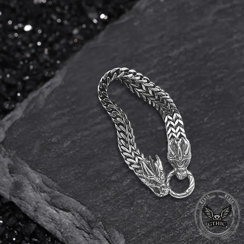 Punk Double Dragon Head Hoop Stainless Steel Bracelet sold by GTHIC product image thumbnail 4