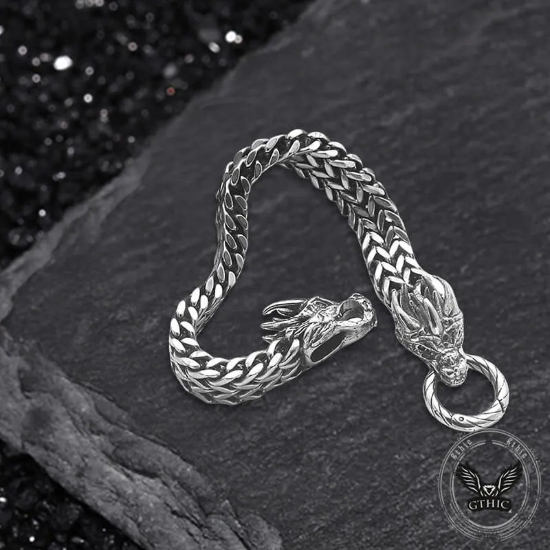 Punk Double Dragon Head Hoop Stainless Steel Bracelet sold by GTHIC product image thumbnail 5