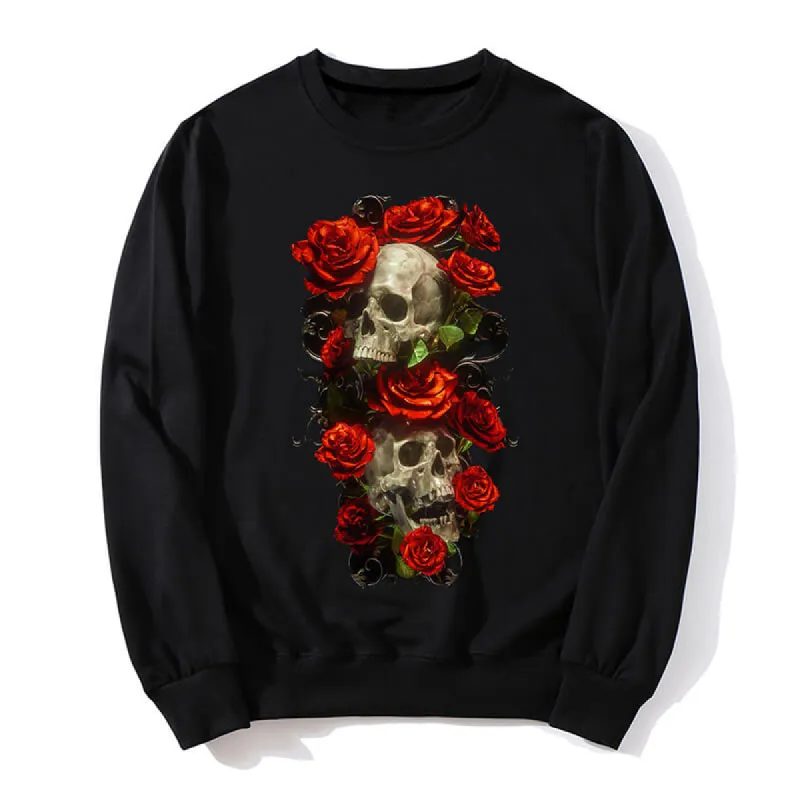 Passionate Rose Cotton Skull Sweatshirt sold by GTHIC
