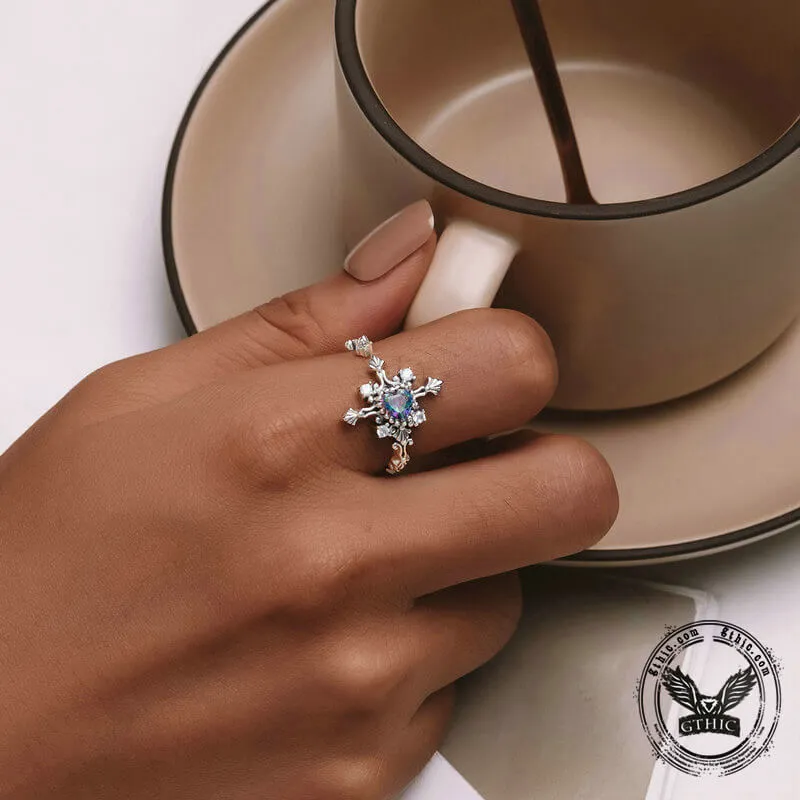 Cross Inlaid Heart-shaped Zircon Sterling Silver Open Ring sold by GTHIC product image thumbnail 2