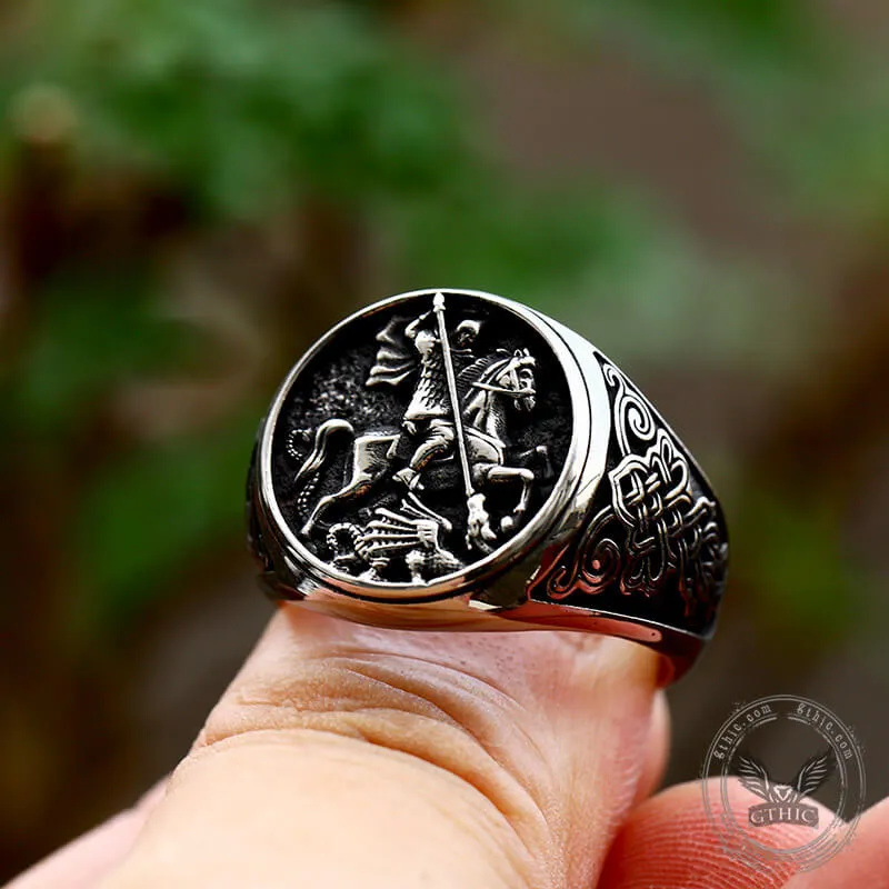 St. George and The Dragon Stainless Steel Religion Ring sold by GTHIC product image thumbnail 3
