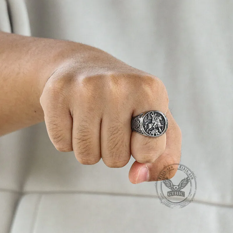 St. George and The Dragon Stainless Steel Religion Ring sold by GTHIC product image thumbnail 2