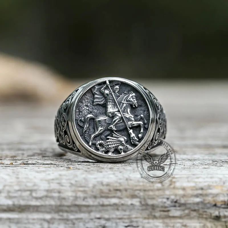 St. George and The Dragon Stainless Steel Religion Ring sold by GTHIC product image thumbnail 4