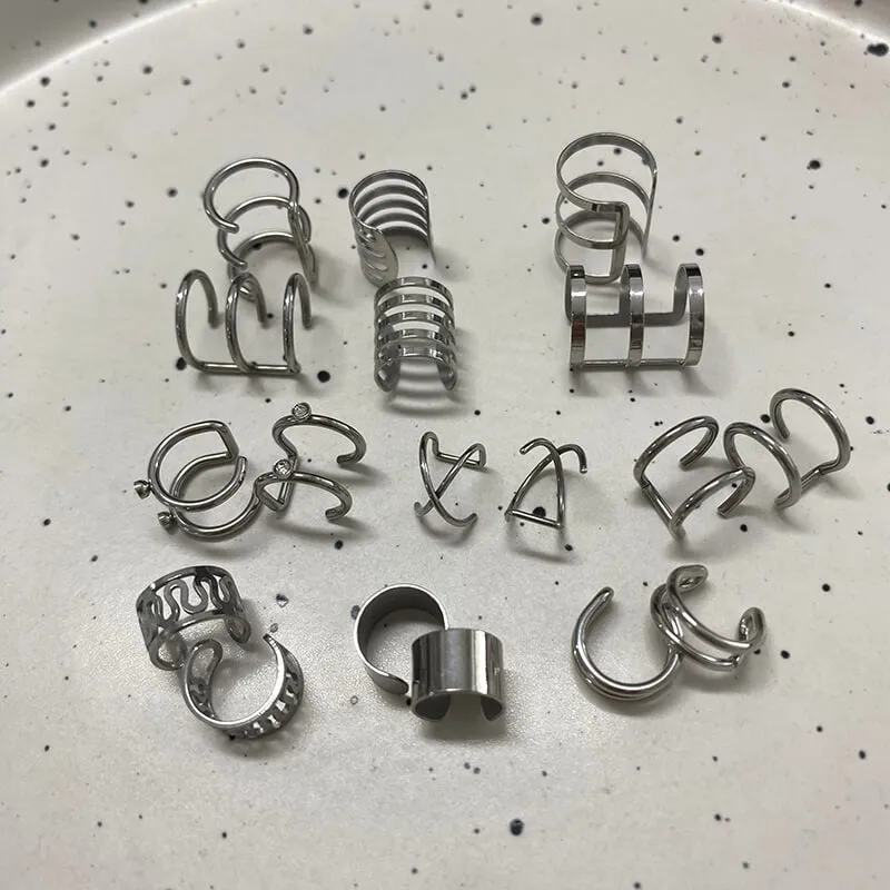 Simple Stainless Steel Ear Cuffs Set sold by GTHIC