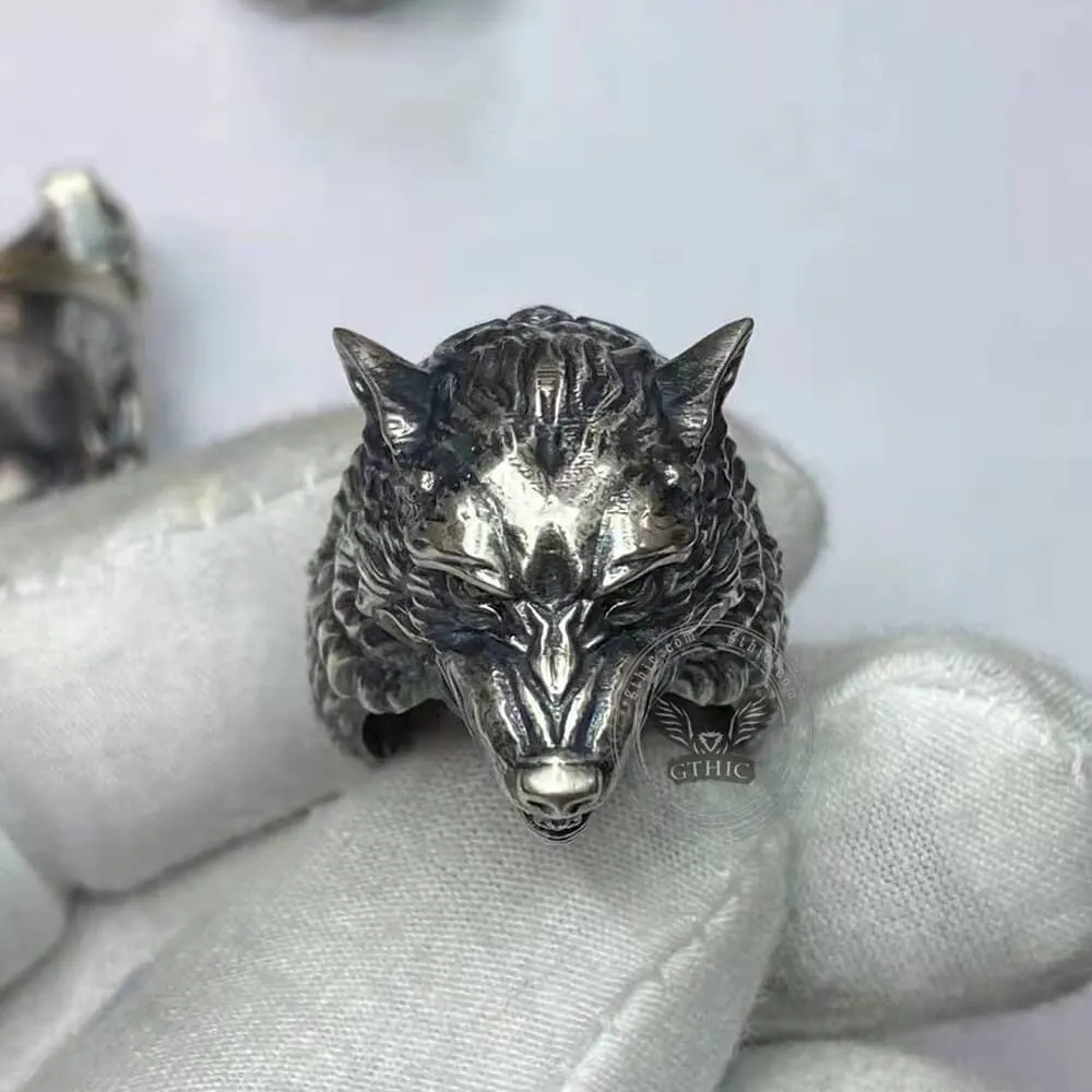 Fenrir Wolf Head Sterling Silver Ring sold by GTHIC product image thumbnail 3