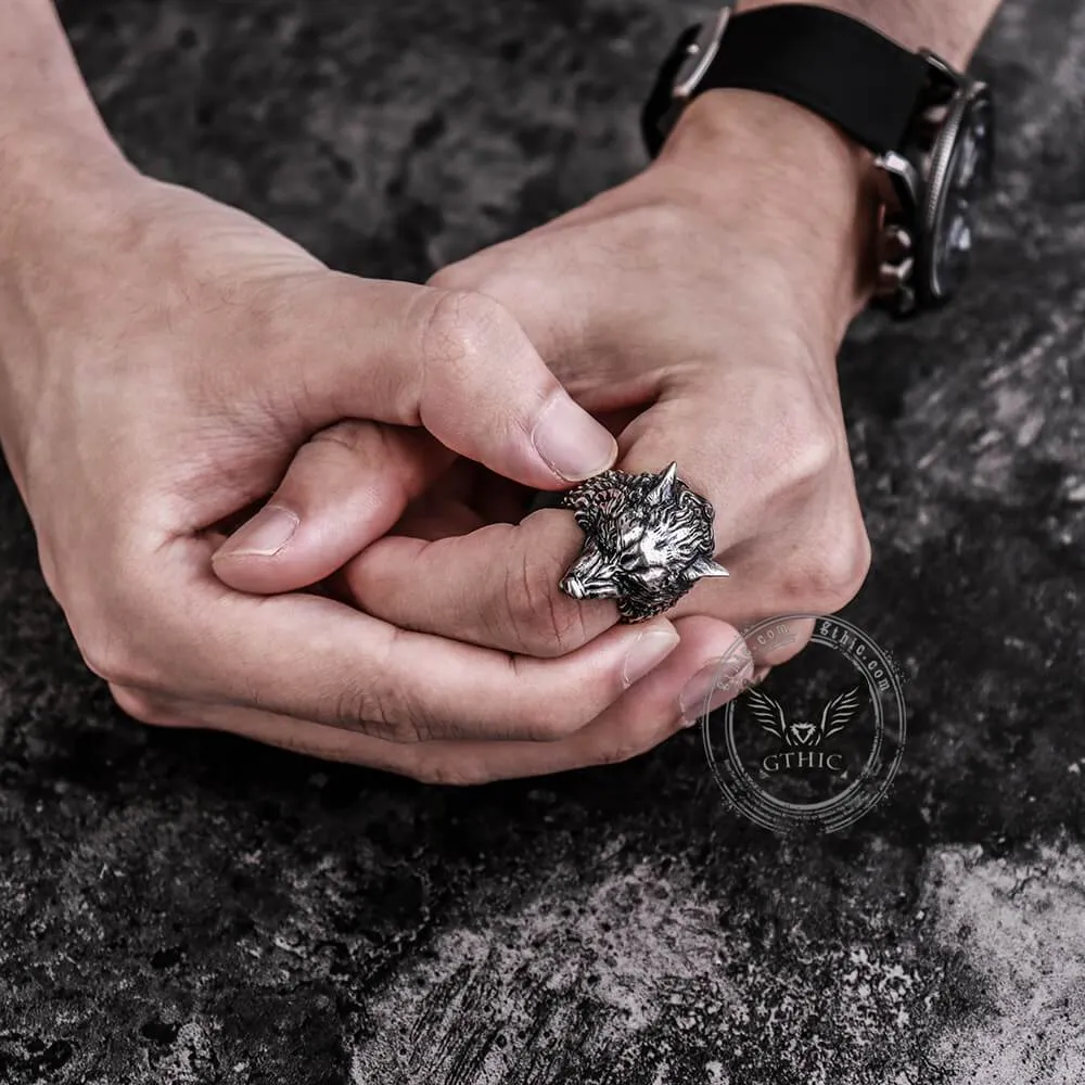 Fenrir Wolf Head Sterling Silver Ring sold by GTHIC product image thumbnail 2