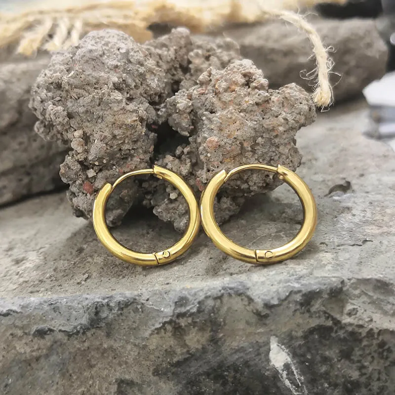 Minimalist Round Stainless Steel Hoop Earrings sold by GTHIC
