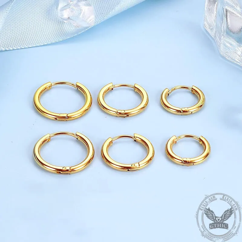 Minimalist Round Stainless Steel Hoop Earrings sold by GTHIC product image thumbnail 4