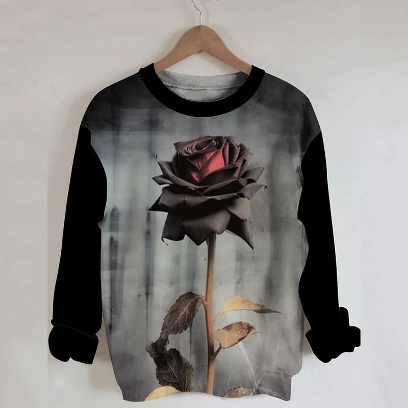 One Rose Polyester Gothic Sweatshirt sold by GTHIC
