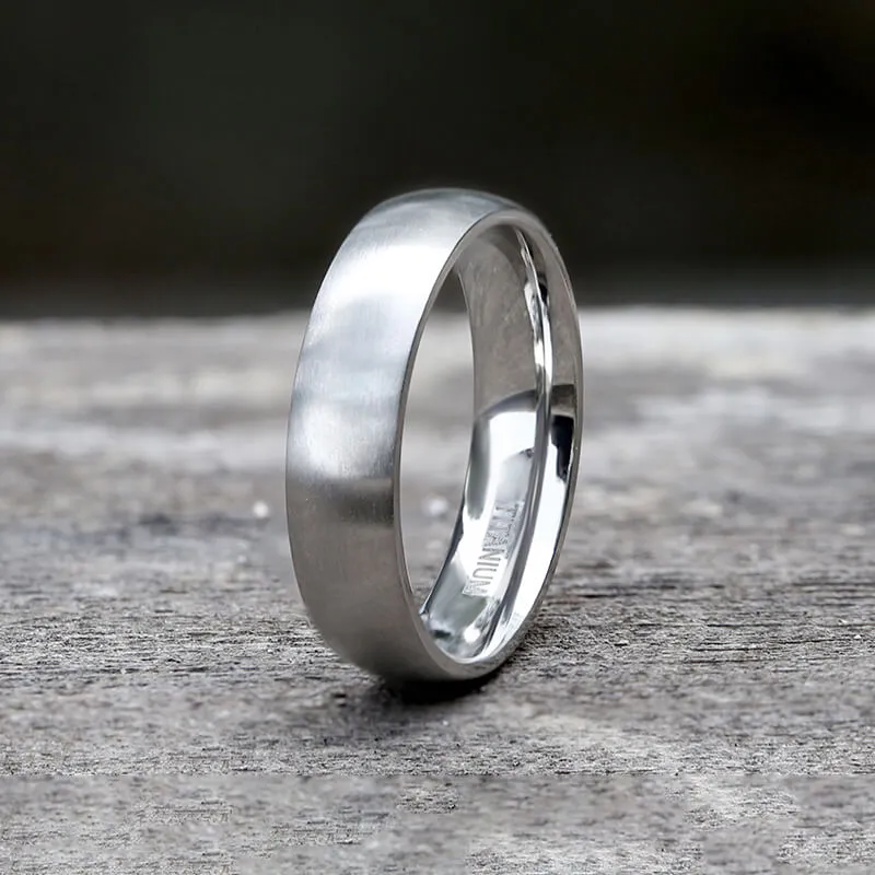 Simple Curved Brushed Titanium Engagement Ring sold by GTHIC