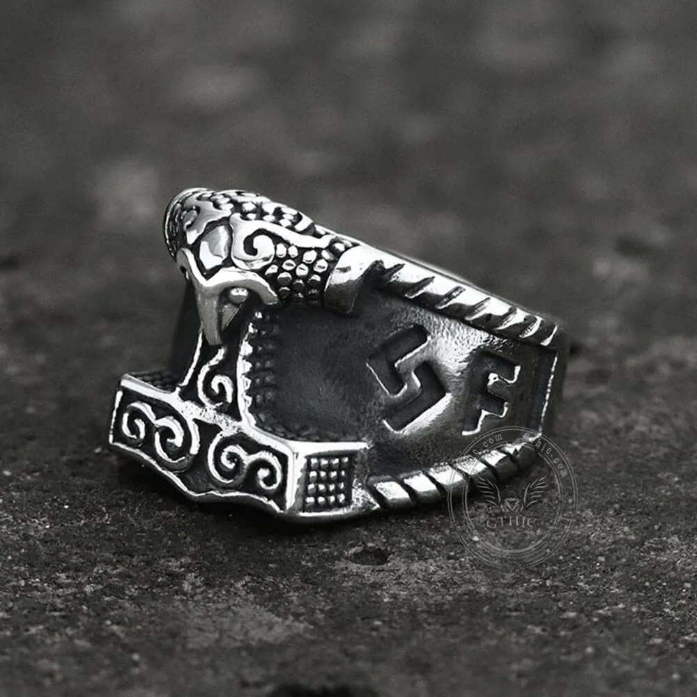 Thor's Hammer Rune Stainless Steel Viking Ring sold by GTHIC product image thumbnail 3