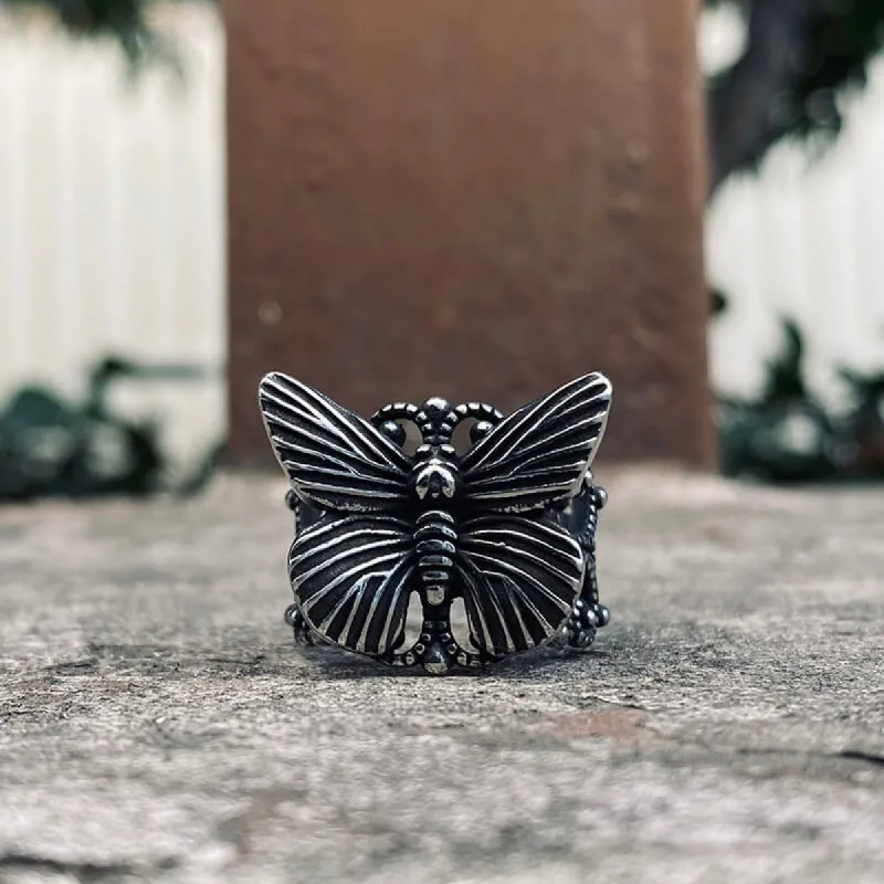Gothic Butterfly Stainless Steel Animal Ring sold by GTHIC