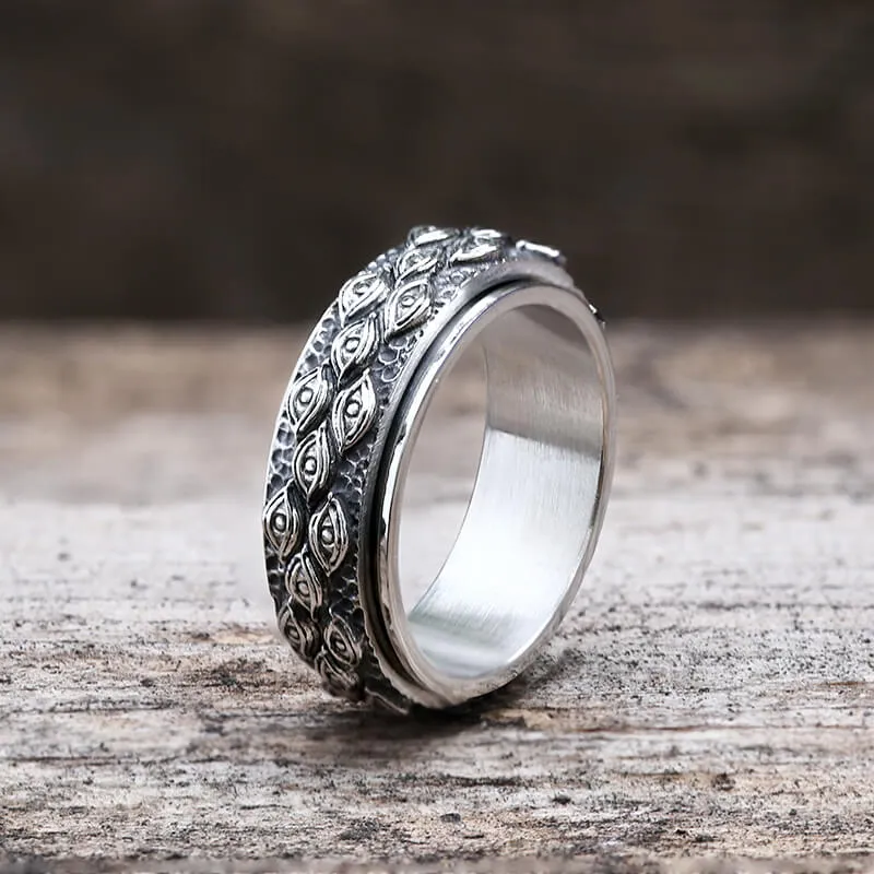 Stylish Evil Eye Stainless Steel Spinner Ring sold by GTHIC