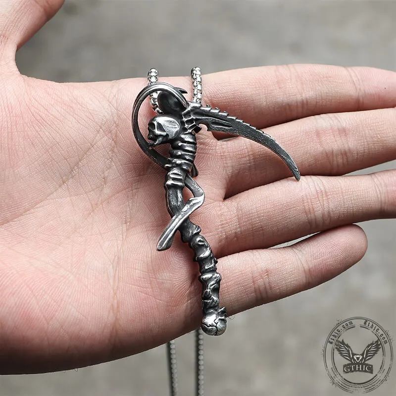 Reaper Scythe Stainless Steel Skull Pendant sold by GTHIC product image thumbnail 3