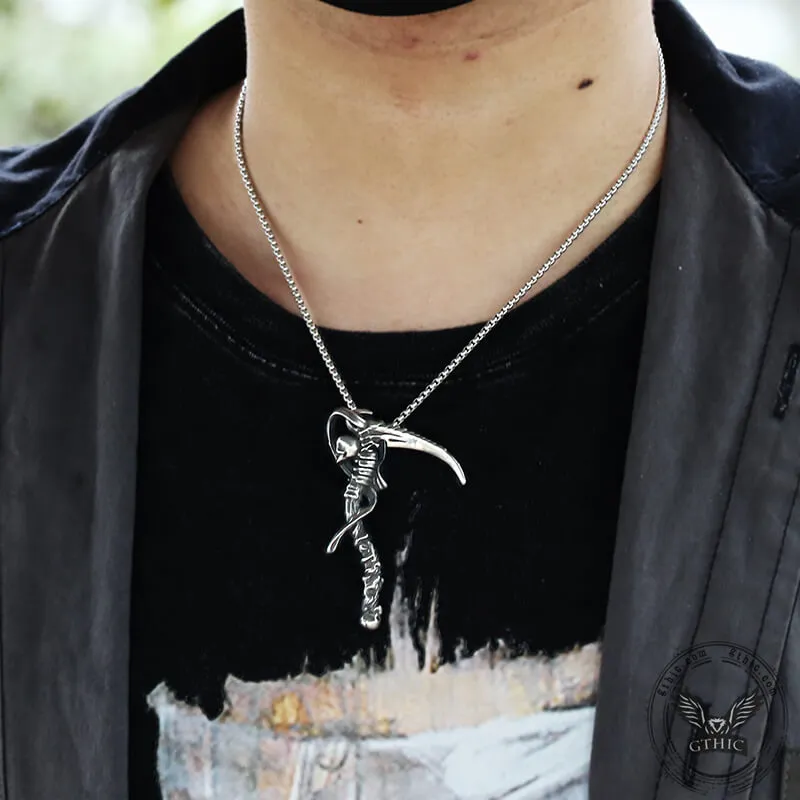 Reaper Scythe Stainless Steel Skull Pendant sold by GTHIC product image thumbnail 2