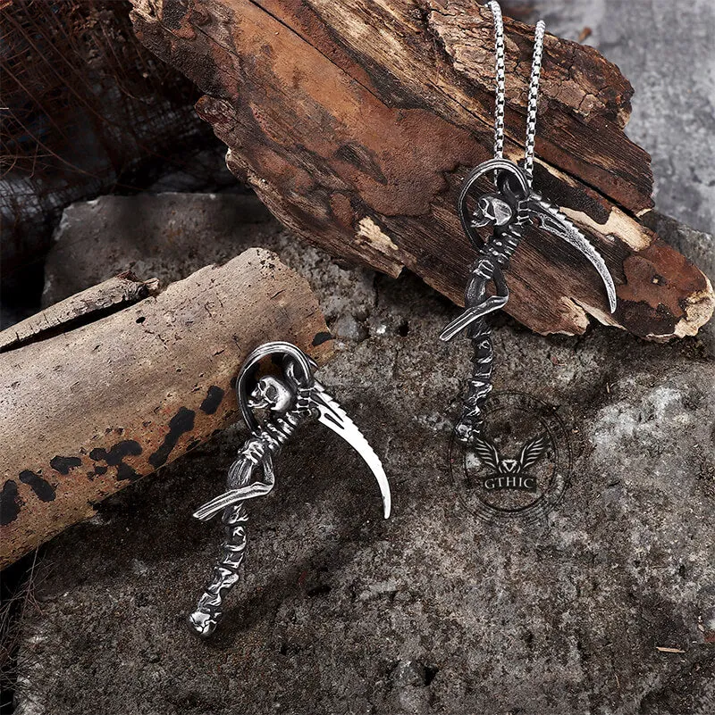 Reaper Scythe Stainless Steel Skull Pendant sold by GTHIC product image thumbnail 4