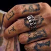 Surrounded Titanium Sterling Silver Skull Ring sold by GTHIC