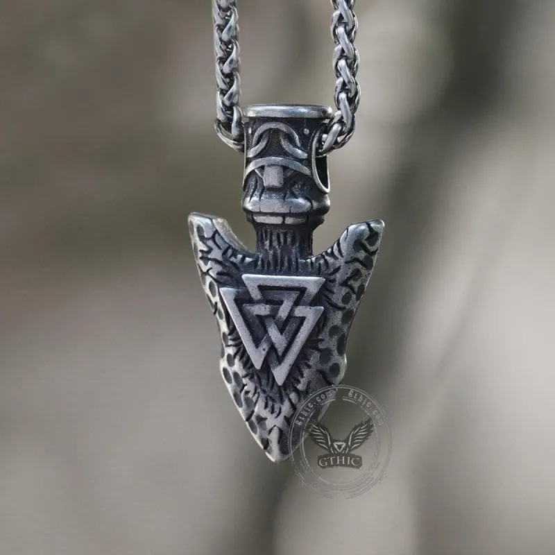 Valknut Stone Spear Stainless Steel Viking Pendant sold by GTHIC