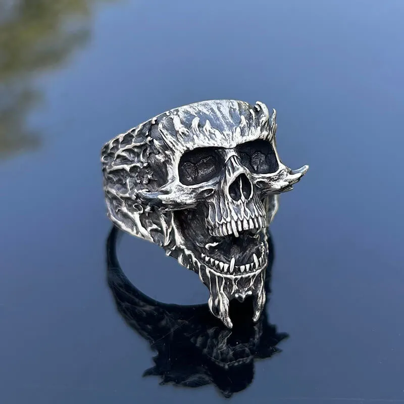 Screaming Demon Skull Sterling Silver Ring sold by GTHIC