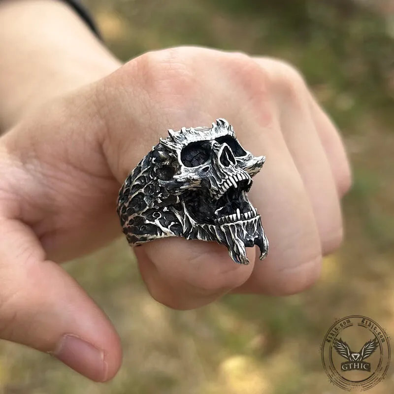 Screaming Demon Skull Sterling Silver Ring sold by GTHIC product image thumbnail 2