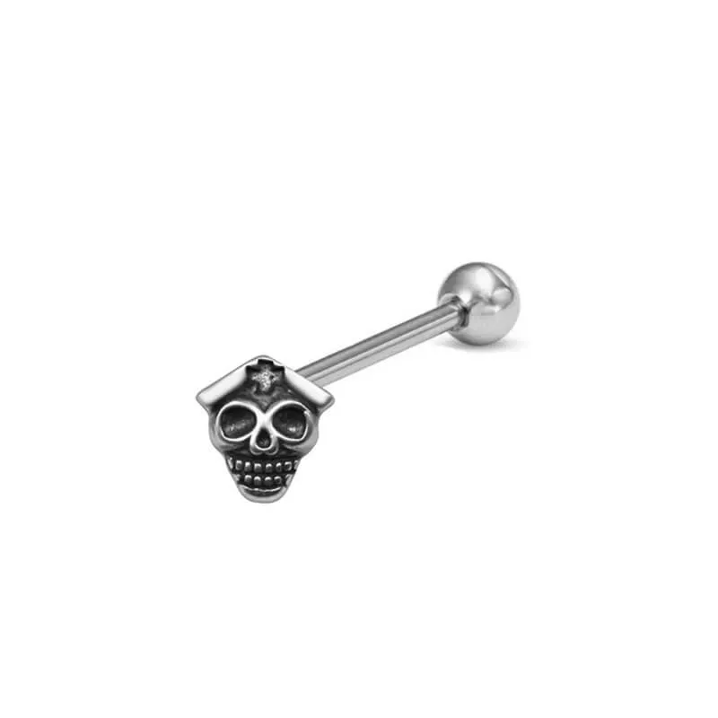 Punk Skull Head Stainless Steel Tongue Ring sold by GTHIC product image thumbnail 3