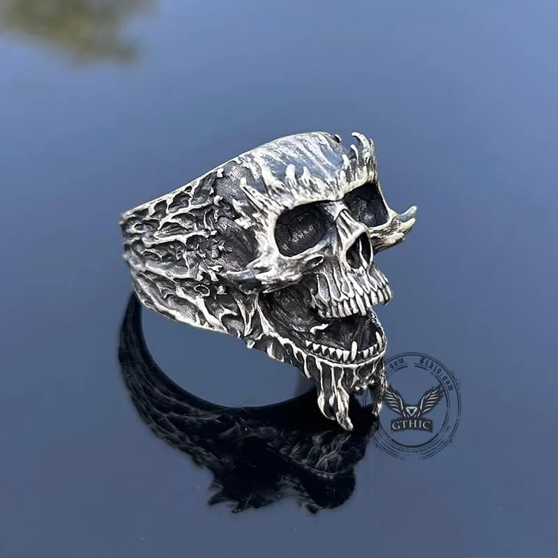 Screaming Demon Skull Sterling Silver Ring sold by GTHIC product image thumbnail 4