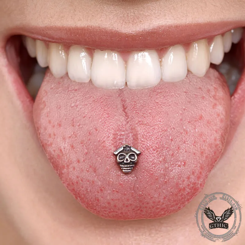 Punk Skull Head Stainless Steel Tongue Ring sold by GTHIC product image thumbnail 2