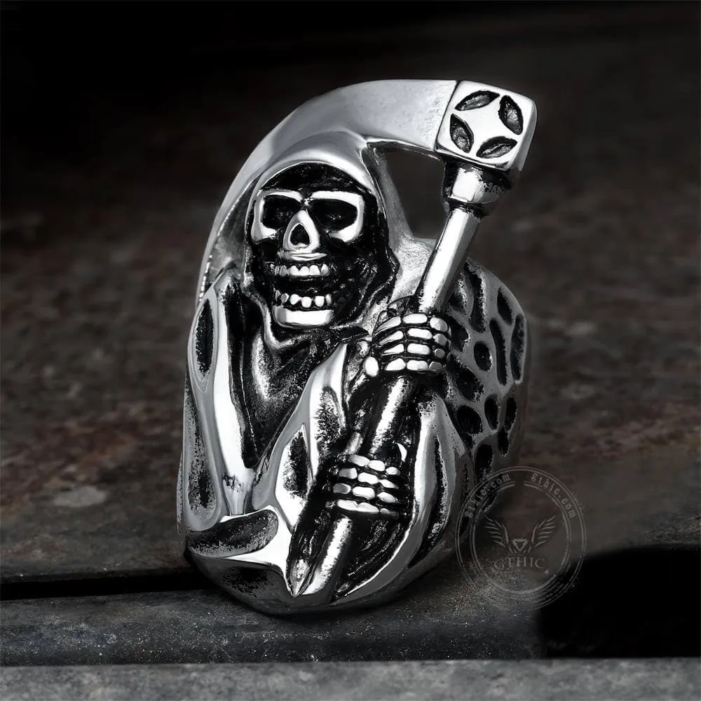 Death Sickle Stainless Steel Skull Ring sold by GTHIC product image thumbnail 3