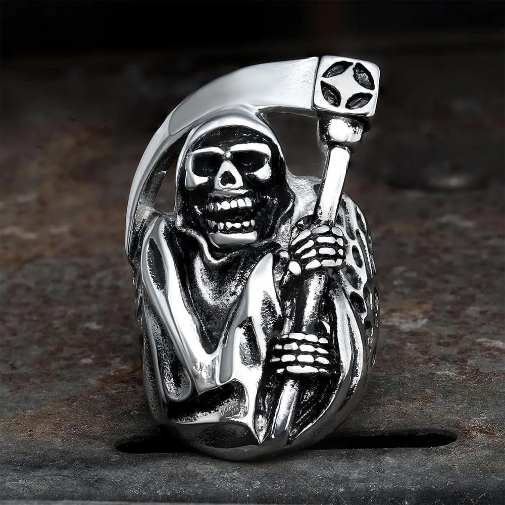 Death Sickle Stainless Steel Skull Ring sold by GTHIC