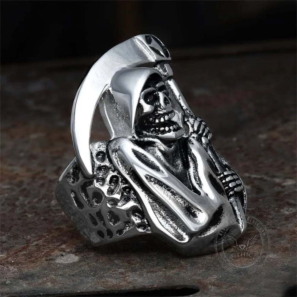 Death Sickle Stainless Steel Skull Ring sold by GTHIC product image thumbnail 4