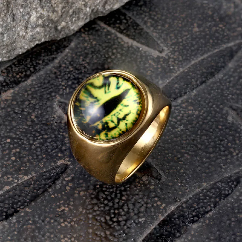 Gold-Plated Dragon Eye Stainless Steel Ring sold by GTHIC