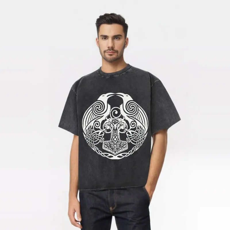 Double Ravens Celtic Knot Washed T-shirt sold by GTHIC product image thumbnail 2