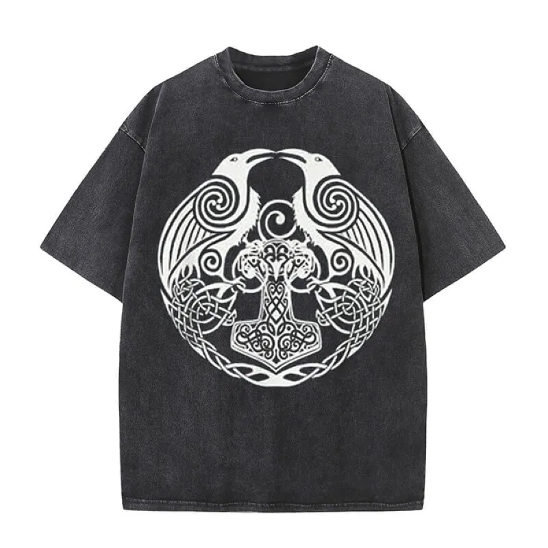 Double Ravens Celtic Knot Washed T-shirt sold by GTHIC