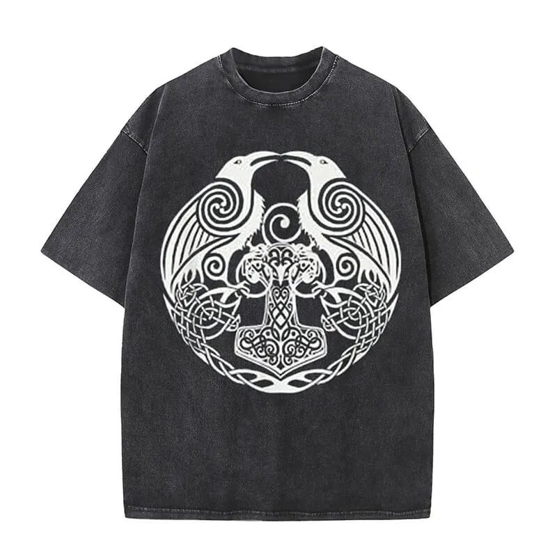 Double Ravens Celtic Knot Washed T-shirt sold by GTHIC