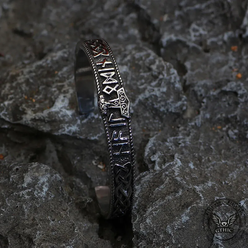 Celtic Knot Mjolnir Runes Stainless Steel Viking Bracelet sold by GTHIC product image thumbnail 5