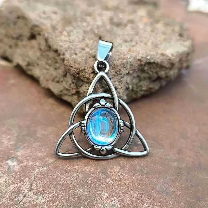 Triquetra Cat Eye Stainless Steel Viking Pendant sold by GTHIC