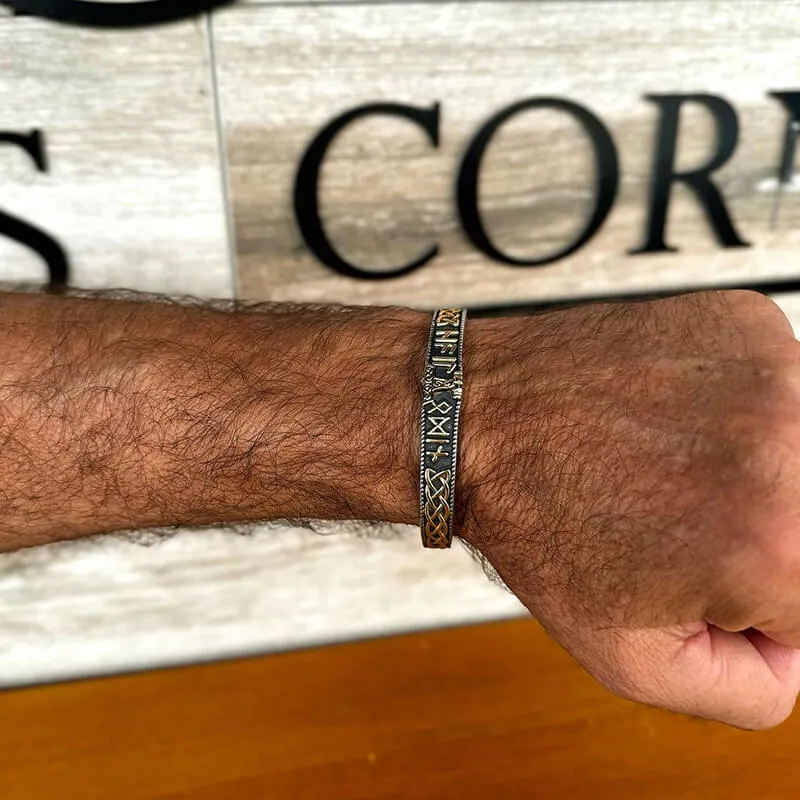 Celtic Knot Mjolnir Runes Stainless Steel Viking Bracelet sold by GTHIC product image thumbnail 2