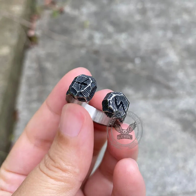 Hammered Pattern Runes Stainless Steel Open Ring sold by GTHIC product image thumbnail 2