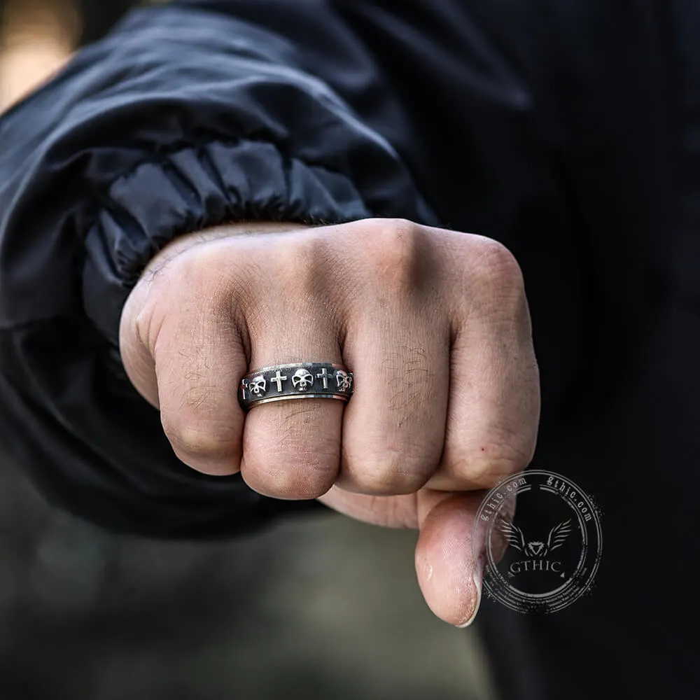 Skull Cross Stainless Steel Spinner Ring sold by GTHIC product image thumbnail 2