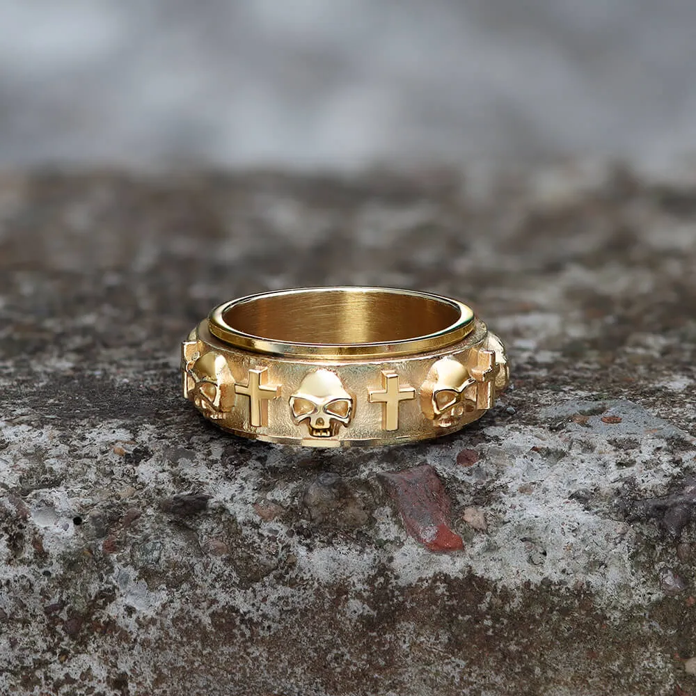 Skull Cross Stainless Steel Spinner Ring sold by GTHIC product image thumbnail 5
