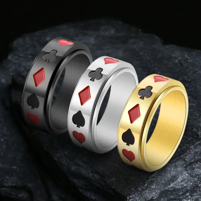 Poker Card Stainless Steel Spinner Ring sold by GTHIC
